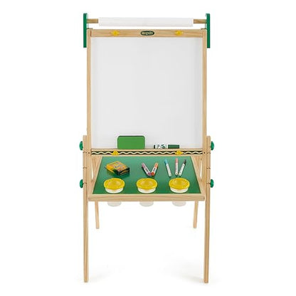 Crayola Wooden Art Easel for Kids, 2-in-1 Dry Erase Board & Chalkboard, Gifts for Toddlers, Ages 3, 4, 5 - style: Wooden Easel