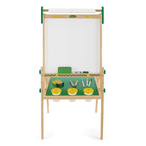 Crayola Wooden Art Easel for Kids, 2-in-1 Dry Erase Board & Chalkboard, Gifts for Toddlers, Ages 3, 4, 5 - style: Wooden Easel