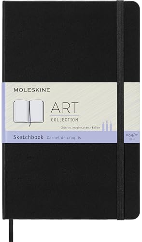 Moleskine Art Plus Sketchbook, Large, Plain, Black, Hard Cover (5 x 8.25)