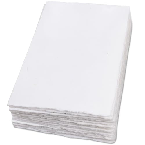 WANDERINGS Handmade Deckle Edge Blank Greeting Cards & Envelopes - 300 GSM Paper– 20 Cards for Invitations, Thank Yous, Greeting, Get Well and Birthday Cards (Blank) - color: Blank Paper