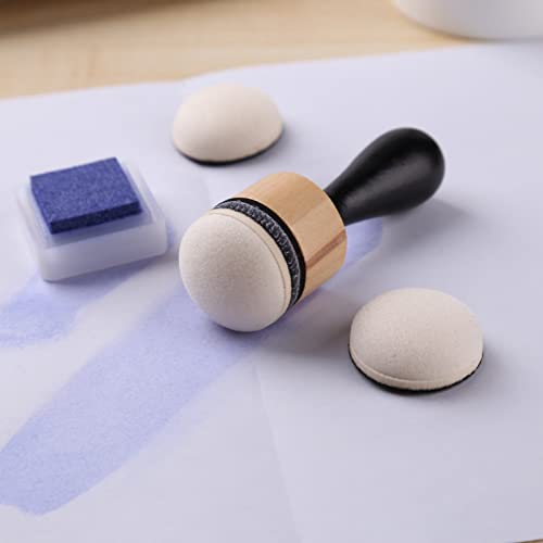 Mini Ink Blending Brushes Tools with Replacement Round Foams Refills Round Stackable Jars Storage Cases Set for Scrapbooking Painting Art Supplies Hand Tool Craft Cardmaking Drawing - color: 1 Tool+12 Domed Foams+10 Stackable Jars