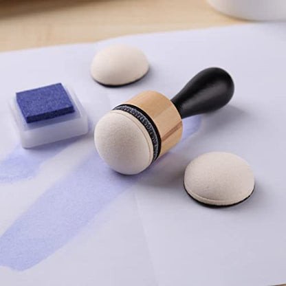Mini Ink Blending Brushes Tools with Replacement Round Foams Refills Round Stackable Jars Storage Cases Set for Scrapbooking Painting Art Supplies Hand Tool Craft Cardmaking Drawing - color: 1 Tool+12 Domed Foams+10 Stackable Jars