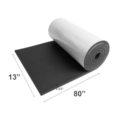 DGSL Foam Insulation Neoprene Sheets with Adhesive, 13''W x 80''L x 2/5''T | Weatherproof Soundproof Padding for Automotive, Multi-Function Soundproof Large Closed Cell Neoprene Rubber Roll - color: Black, size: 13 in x 80 in x 2/5 in