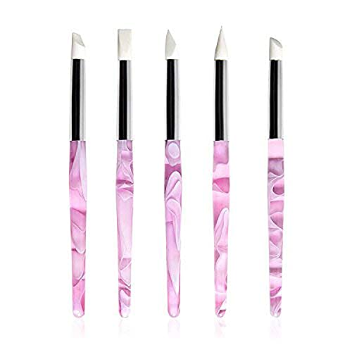 BQAN Silicone Nail Art Pen 5Pc for Sculpting, Drawing & Shaping - color: Purple