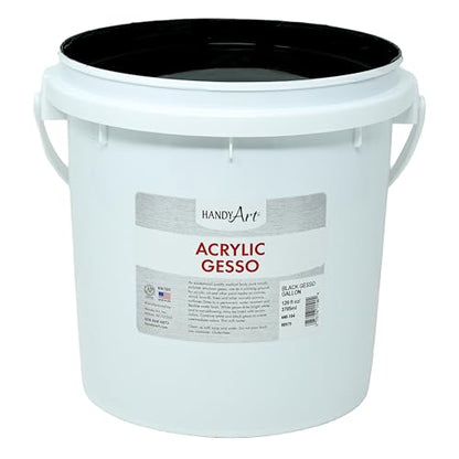 Handy Art Acrylic Gesso, Gallon, Black, Primer for Canvas, Wood, & Artist Painting Surfaces, Enhances Acrylic Paint Adhesion, Low Viscosity, Thick Coverage, Certified Safe & AP Non-Toxic, Made in USA - color: Black Gesso, size: 128 Fl Oz (Pack of 1)