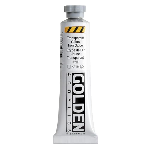 GOLDEN Heavy Body Acrylics, Transparent Yellow Iron Oxide, 2 fl. oz. Tube | Artist grade acrylic paint with rich pigment load and a thick body that retains texture and toolmarks.