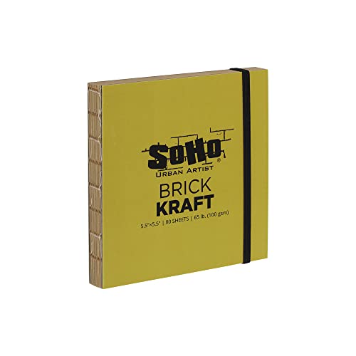 SoHo Urban Artist Brick Sketchbook Journals for Sketching, Drawing, Colored Pencils, Graphite, and More - Kraft 5.5"x5.5" (100 GSM, 80 Sheets) - 2 Pack - color: Kraft, size: 5.5 x 5.5in