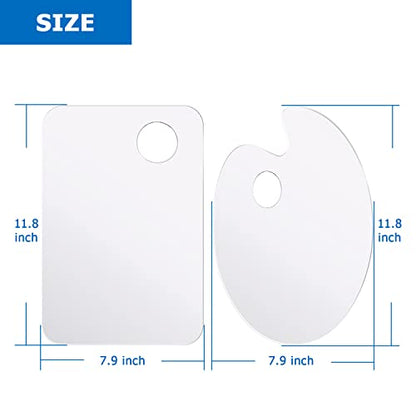 Tamaki 2 Pack Acrylic Paint Palette with Thumb Hole, 11.8 x 7.9 Inch - size: 11.8 x 7.9 inch
