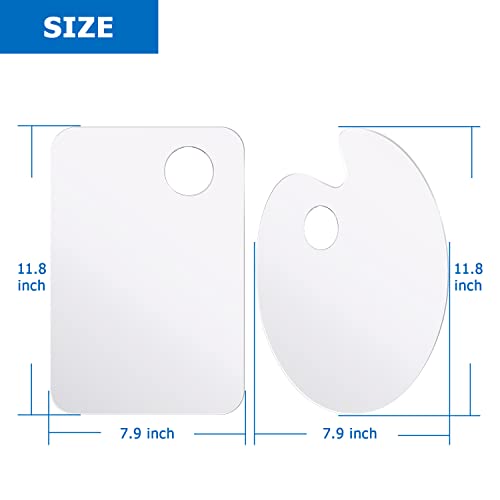Tamaki 2 Pack Acrylic Paint Palette with Thumb Hole, 11.8 x 7.9 Inch - size: 11.8 x 7.9 inch