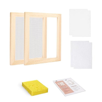 Worown A7 Wooden Paper Making Screen Kit, Mould and Deckle for Paper Making, PaperMaking Frames for DIY (3" x 4") - size: A7