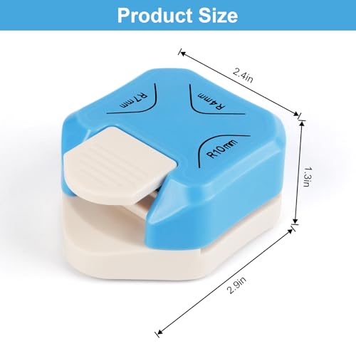 Paper Corner Rounder Punch, Corner Punch Corner Cutter Rounder for Cardstock, 3 in 1 (R4mm, R7mm, R10mm) Round Corners Cutter for Crafts, Card Making, Scrapbook Supplies - color: Blue