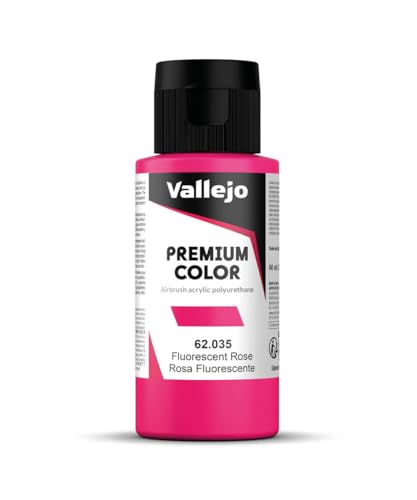 Vallejo - Premium Color RC Fluorescent Rose 2.02 Fl.Oz. (60 ml) for Airbrushing, Acrylic-Polyurethane Hybrid Resin of Great Resistance Paint for Model and Hobby Use - style: Fluorescent Rose