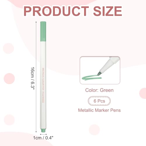 PATIKIL Metallic Marker Pens, 6Pcs Permanent Markers Medium Tip Quick Dry Paint Pen on Plastic Wood Stone Glass Canvas DIY Crafts Art Supplies for Drawing Writing Marking, Green - color: Green