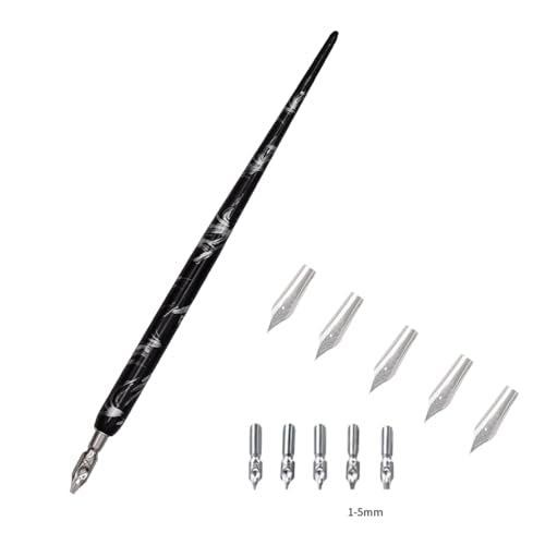 Professional Manga Gothic Dip Pen Calligraphy Drawing Pen Kit, 5 Holders Handles, 10 Nibs (5 Fountain Nib, 5 Flat Nib) - 5 Pcs - color: 5 Pcs