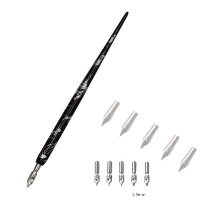 Professional Manga Gothic Dip Pen Calligraphy Drawing Pen Kit, 5 Holders Handles, 10 Nibs (5 Fountain Nib, 5 Flat Nib) - 5 Pcs - color: 5 Pcs