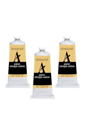 Grumbacher Naples Yellow Acrylic Paint, 90ml/3 oz. Metal Tube, 3-Pack - color: Naples Yellow