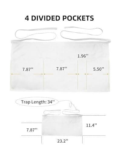 Xeoxarel Aprons with 4 Pockets (Available in 3 Pack / 7 Pack) 23.5'' X 11.5'' - color: 1 Pack Server Apron-white