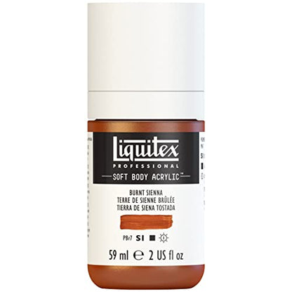 Liquitex Soft Body Acrylic Paint, 2-oz Bottle, Burnt Sienna | Low Viscosity, Highly Pigmented, Satin Finish, Retains Subtle Brush Strokes, Great Surface Coverage, Highly Versatile - color: Burnt Sienna, style: 2-oz Bottle