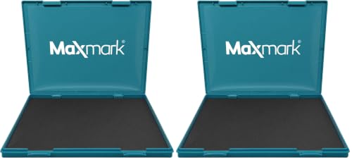 MaxMark Extra Large Black Ink Stamp Pad - 8.25" x 11.5" - Industrial Felt Pad - Black Color (Pack of 2) - color: Black, size: 8.25" x 11.5" (Pack of 2)