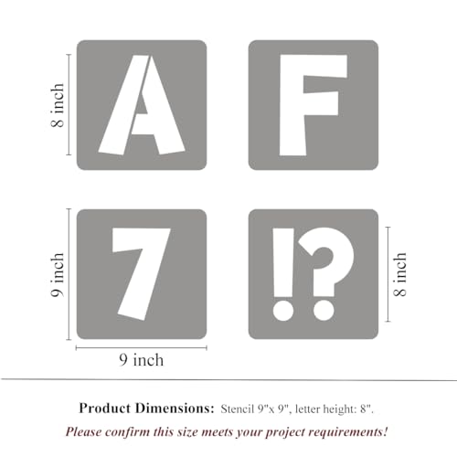 8 Inch Letter Stencils for Painting - 42 Pack Alphabet Letter and Number Stencil Templates with Signs for Painting, Reusable Letters Numbers Stencils for Chalkboard Wood Crafts & Wall Decor - size: 8 Inch