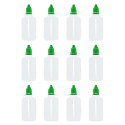 12 Pcs Dropper Bottles, 50ml/1.7 oz Empty Squeezable Small Mouth Dropper Bottle, Liquid Dropper Bottle with Green Cap - color: Green Cap