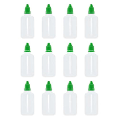 12 Pcs Dropper Bottles, 50ml/1.7 oz Empty Squeezable Small Mouth Dropper Bottle, Liquid Dropper Bottle with Green Cap - color: Green Cap