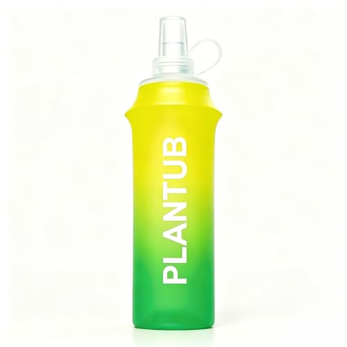 Soft Foldable Water Bottle, TPU, Collapsible Flask for Outdoor Sports, Without stand up ability, Gradient Blue and Pink, Yellow Green - color: yellow green
