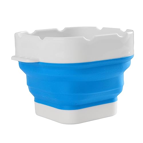 Paint Brush Washer,Collapsible Portable Silicone Paint Brush Washing Bucket Painting Brush Cleaning Water Cup Paint Brush Basin Cleaner for Acrylic Watercolor Painting (Blue) - color: Blue