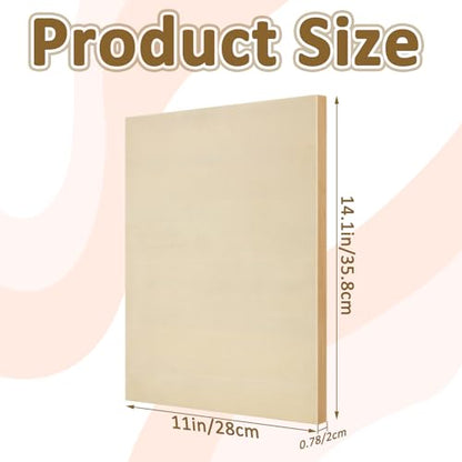 8 Pack Wood Canvas 11 x 14 inch Unfinished Wooden Panels Board Cradled Wood Panels for Painting, Arts, Pouring Use with Oils, Acrylics