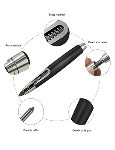 WSD Sketch Up 5.6mm Mechanical Pencil Mechanical Clutch with Built Sharpener (Black) - color: black