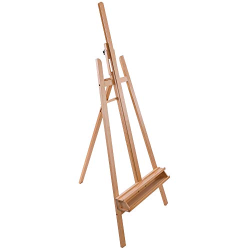 U.S. Art Supply 64" to 89" Sturdy Sunset Medium A-Frame Wood Easel