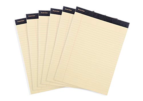 Mintra Office Canary Legal Pads - Premium Quality Heavyweight Paper With Micro-perforated sheets, Smooth-lined paper, Ideal for Office Tasks, Assignments or Notes, Meetings, and Journaling, 6 pack WIDE RULED, Yellow Paper, Premium Writing Pad, 8.5"x11" -
