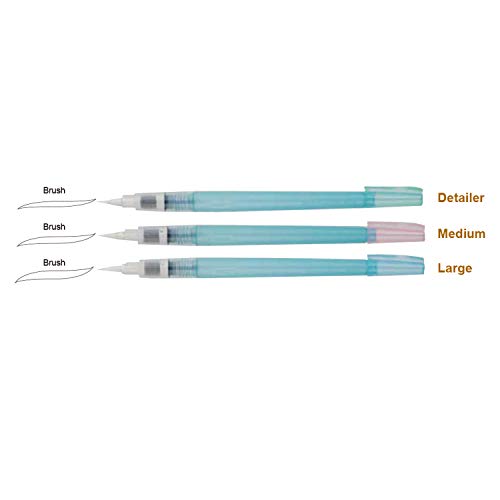 Kuretake Zig PHYS Waterbrush pen Long 3 pcs Set, for Watercolor Paintbrush, Urban outdoor travel sketch, Professional, Artists, Crafters, Made in Japan - style: 3 variety set