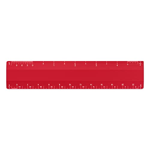 Alumicolor Architect 6 inch Ruler Scale w/ 4 Bevel Design for Drawing, Drafting & Engineering, Calibrations Divided by (1/8, 1/4), (1/2, 1), (3/8, 3/4), (3, 11/2), Red - color: Red