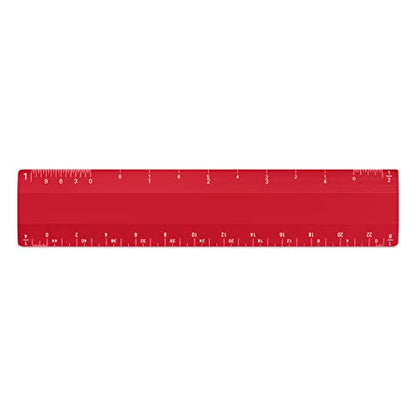 Alumicolor Architect 6 inch Ruler Scale w/ 4 Bevel Design for Drawing, Drafting & Engineering, Calibrations Divided by (1/8, 1/4), (1/2, 1), (3/8, 3/4), (3, 11/2), Red - color: Red