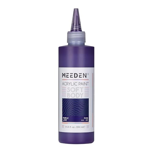 MEEDEN Soft Body Acrylic Paint: Purple Lake Matte Finish 250ml/8.45oz | Bulk Acrylic Colors in Ergonomic Bottle - Fluid Flow Art Paints for Artists Canvas Painting - color: Dioxazine Violet