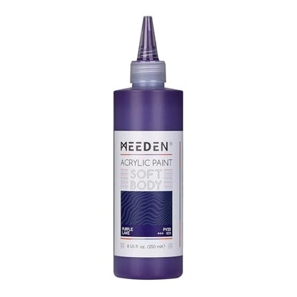 MEEDEN Soft Body Acrylic Paint: Purple Lake Matte Finish 250ml/8.45oz | Bulk Acrylic Colors in Ergonomic Bottle - Fluid Flow Art Paints for Artists Canvas Painting - color: Dioxazine Violet