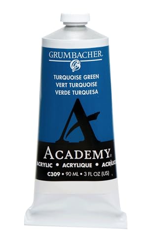 Grumbacher Academy Acrylic Paint, Gloss, 90ml/3 oz Metal Tube, Turquoise Green - color: Turquoise Green, size: 3 Fl Oz (Pack of 1)