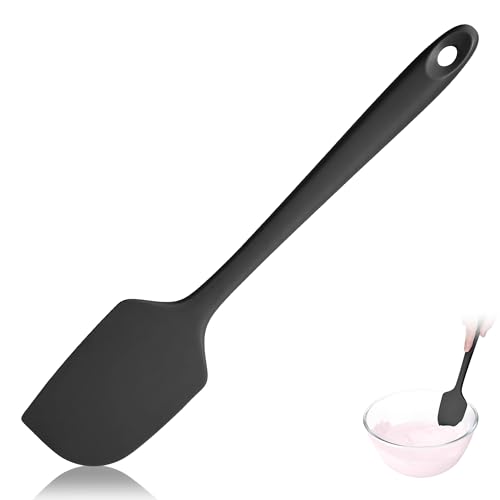 600ºF Heat Resistant Large Silicone Spatula for Baking, Black | 11.34in High Heat Food Safe Flexible Kitchen Silicone Scraper for Cooking Mixing Scraping Stirring Nonstick Cookware Pan Bowl - color: Black, size: 11.34in - Large Spatula