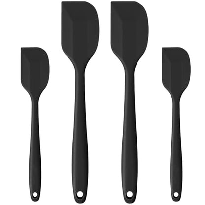 4 PCS Silicone Spatula,Rubber Spatula with Stainless Steel Core11 Inch Non-scratch Baking Cooking 8Inch Spatula Set Flexible Heat Resistant (Black) - color: large&mini