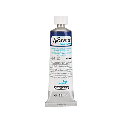 Schmincke - NORMA® Blue, 21407009, finest water-based artists' oil colors, highly pigmented, lightfast, vegan, cobalt blue deep, 35 ml - color: 407 cobalt blue hue deep