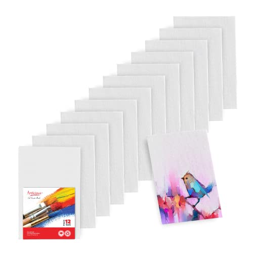 12 Pack 5x7" Painting Canvas and Foam Brush