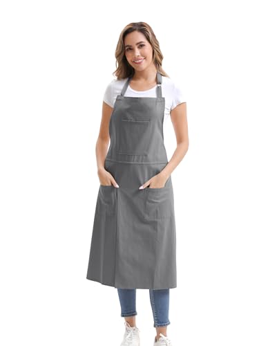 Nanxson Pottery Apron Split Leg with 3 Pockets & Adjustable Buckle | cotton material,Long apron,adjustable waist tie,for Pottery Ceramic Wheel DIY Art Garden - color: Grey