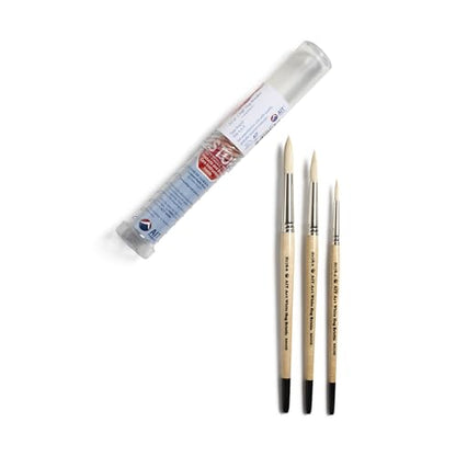 AIT Art Round Paint Brushes, Pack of 3, Sizes 4, 6, 8, White Hog Bristles, Handmade in USA for Trusted Performance with Heavier and Thicker Paints - size: 4, 6, 8