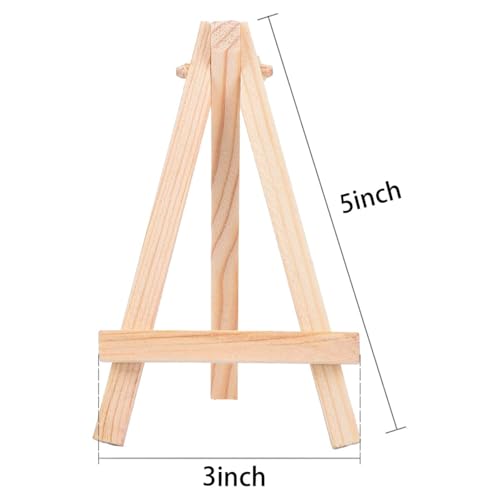 Eboot 12 Pack 5" Mini Wood Display Easel Natural Wooden Tripod Holder Stand Artist Mini Easel Tabletop Canvas Stand for Painting Arts Crafts Easels for Display Card Photo