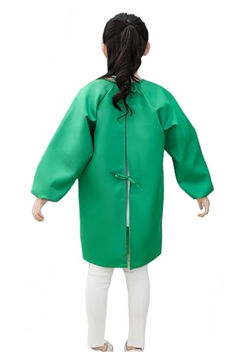 Lauthen.S 2 Pack Kids Art Smocks, Long Sleeve Artist Painting Aprons - color: Orange + Green, size: L(8-12 Years)