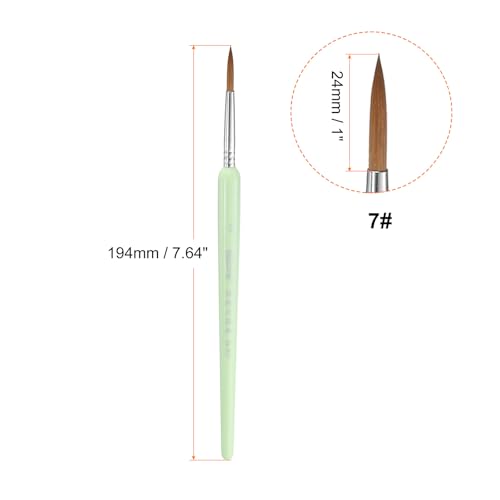 HARFINGTON 6pcs Detail Paint Brushes 24mm Pointed Tip Nylon Hair Miniature Painting Brush for Watercolor Oil Acrylic Painting(7#), Green - color: Green, size: 7# 24mm