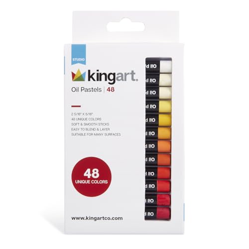 KINGART 48-Piece Oil Pastels Set, Soft Oil Pastels for Art Painting, Drawing, Blending, Art Supplies for Artists, Beginners, Students, Teachers
