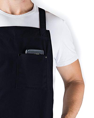 Hudson Durable Goods - Professional Grade Chef Apron for Kitchen, BBQ & Grill - color: Navy