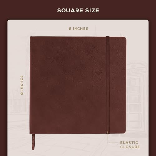 Beechmore Books 8x8 Square Mixed Media Sketchbook 160 GSM/98lb, Gift Box - color: Chestnut Brown, size: Square - 8" x 8"